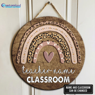 89Customized Leopard pattern Teacher personalied wood sign