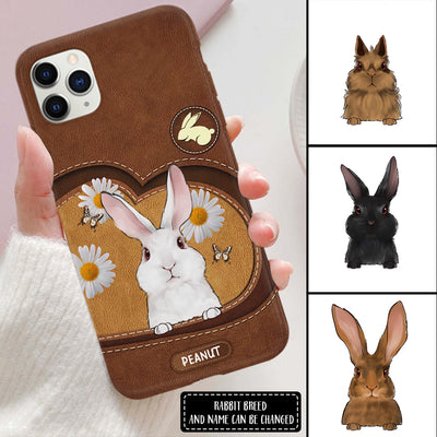 89Customized Bunny Lovers Leather Pattern Personalized Phone Case