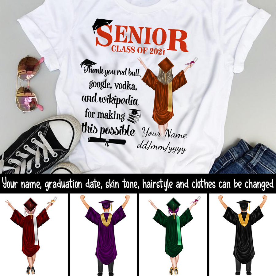 89Customized Thank you google 2021 Graduation personalized shirt