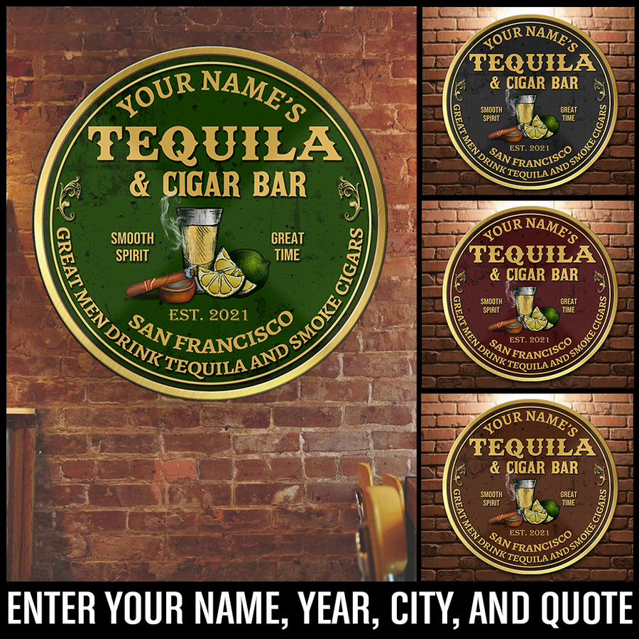89Customized Tequila and cigar bar Customized Wood Sign