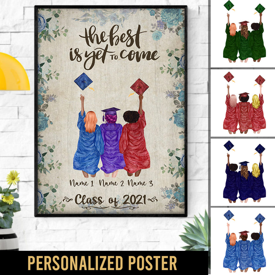 89Customized Personalized Poster Vintage 3 Best Friends Graduation