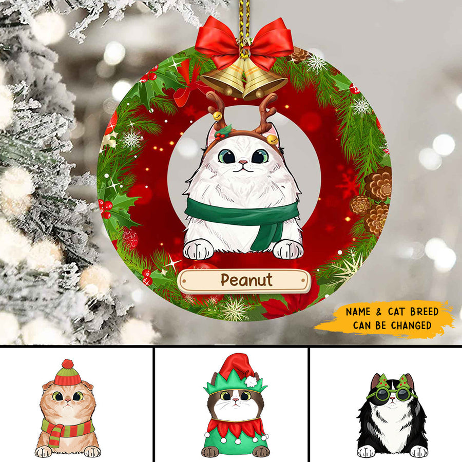 89Customized Christmas Cat Lovers Personalized One Sided Ornament