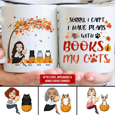 89Customized Sorry, i can't i have plans with books and my cats MUG