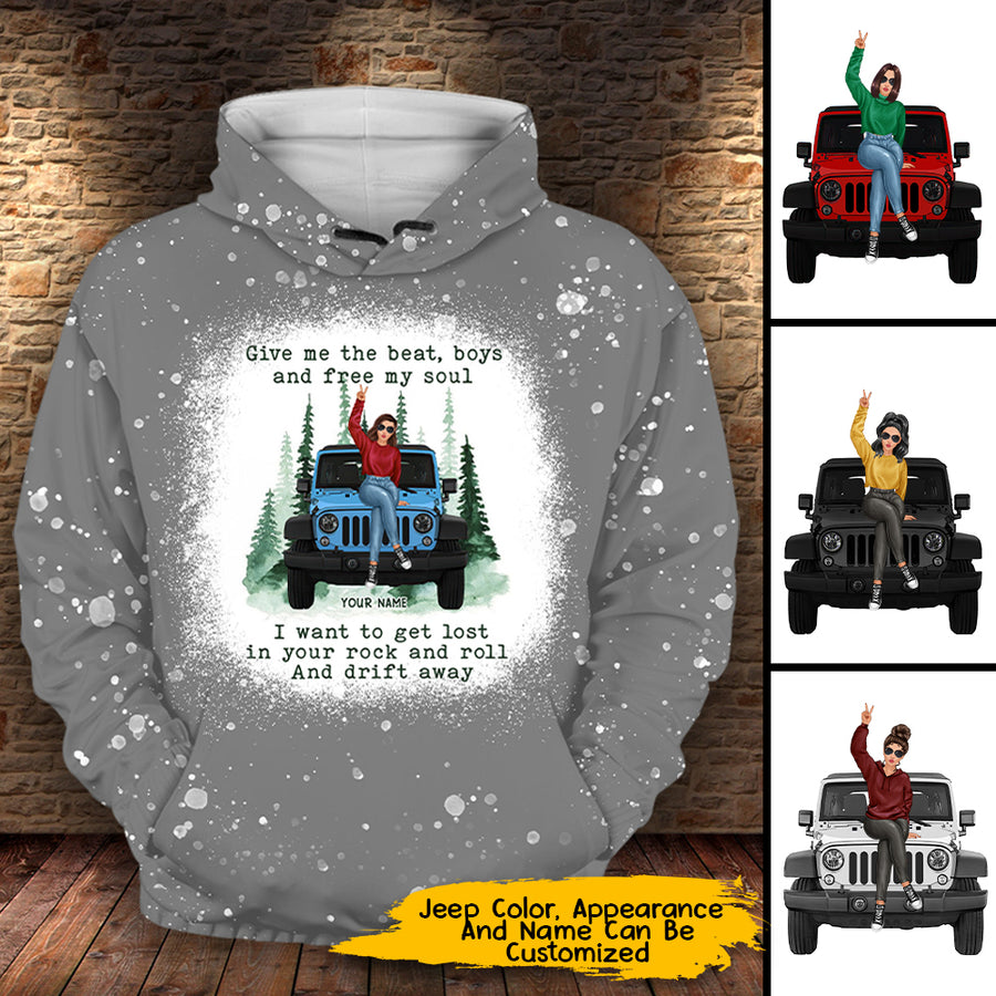 89Customized Give Me The Beat Boys And Free My Soul Jeep Personalized Bleached 3D Hoodie