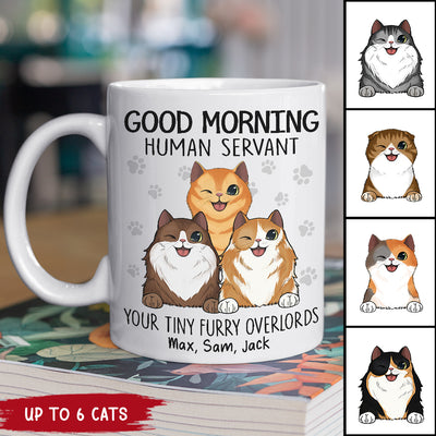 Good Morning Human Servant Your Tiny Furry Overlord Cats Personalized Mug