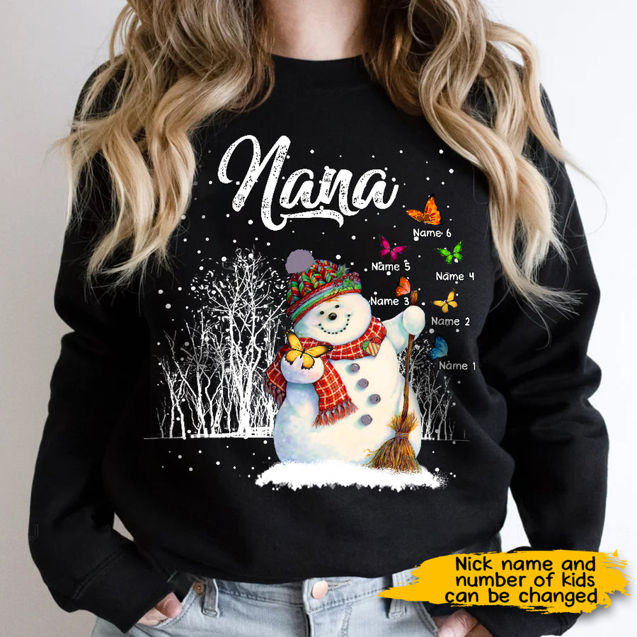 89Customized Grandma Snowman Butterfly personalized shirt
