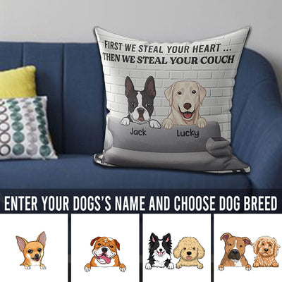 89Customized We steal your couch dog personalized pillow
