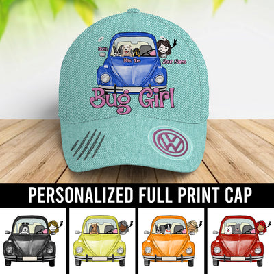 89Customized Personalized Cap VW Beetle Bug Girl Dog