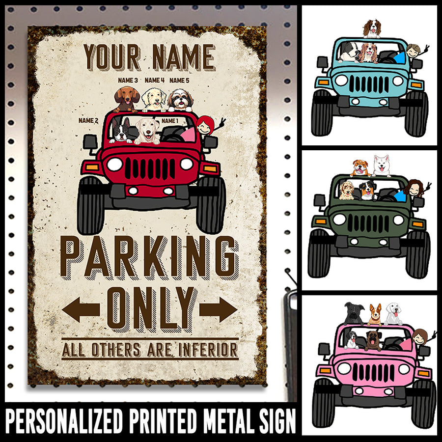 89Customized Personalized Printed Metal Sign Jeep Parking Only Dogs