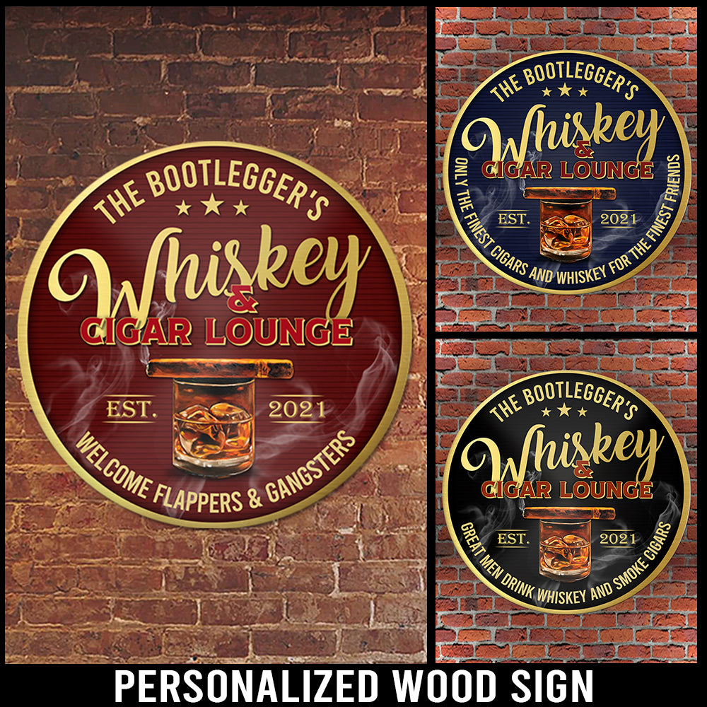 89Customized Whiskey & Cigar bar Customized Wood Sign