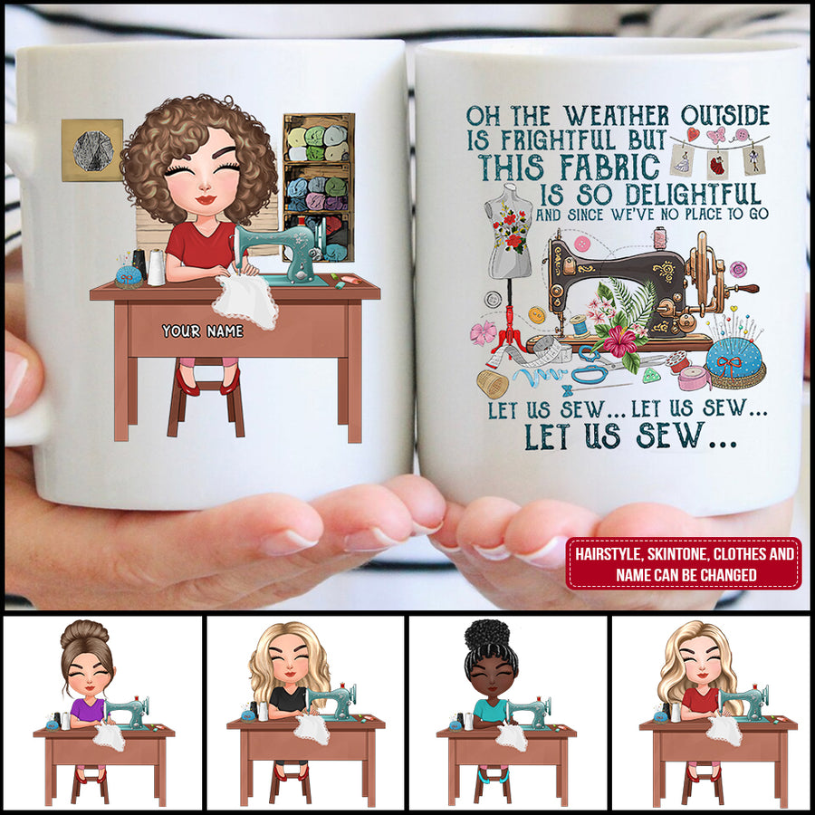 89Customized Let us sew chibi personalized mug