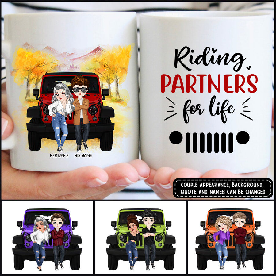89Customized Riding partners for life Jeep chibi couple Customized Mug