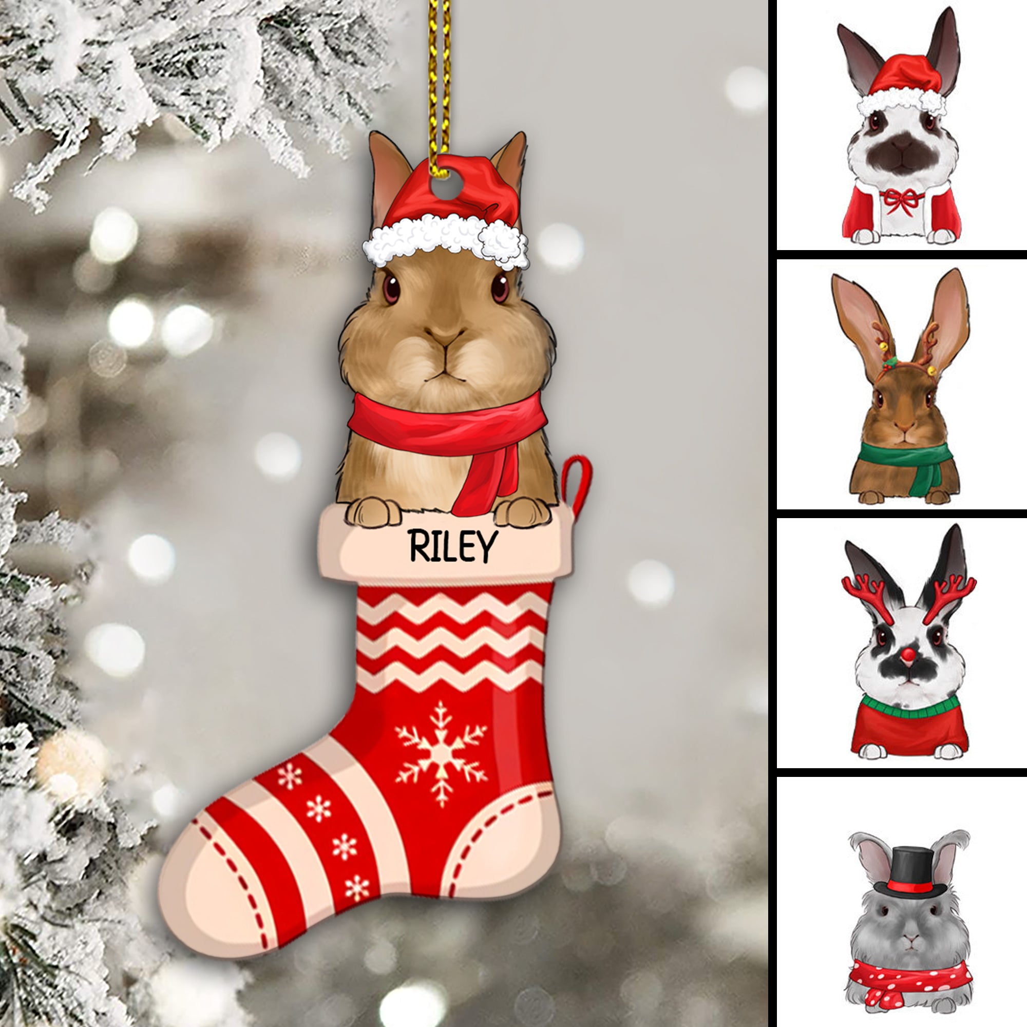 89Customized Christmas Rabbit Lovers Personalized Ornament
