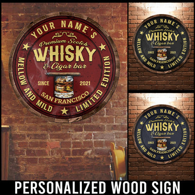 89Customized Scotch whisky & cigar Bar Customized Wood Sign