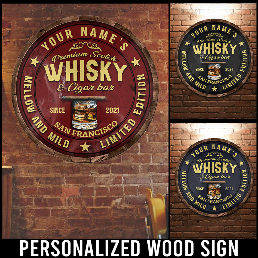 89Customized Scotch whisky & cigar Bar Customized Wood Sign