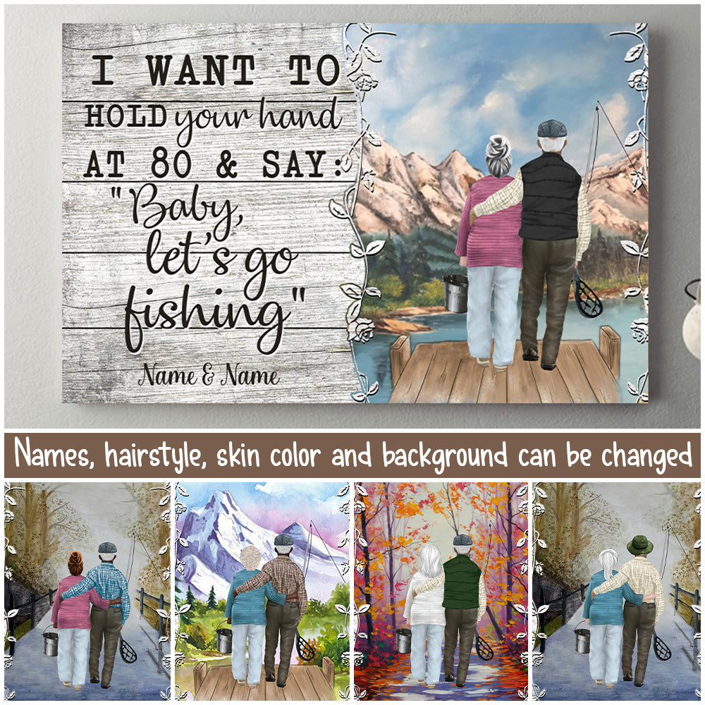 89Customized Baby Let's Go Fishing Old Couple Poster