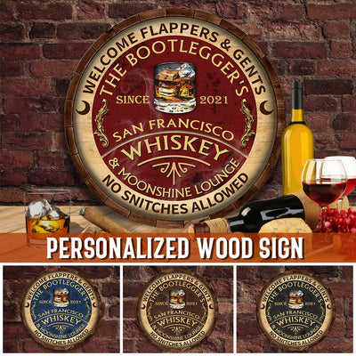 Whiskey & Moonshine Lounge Customized Wood Sign