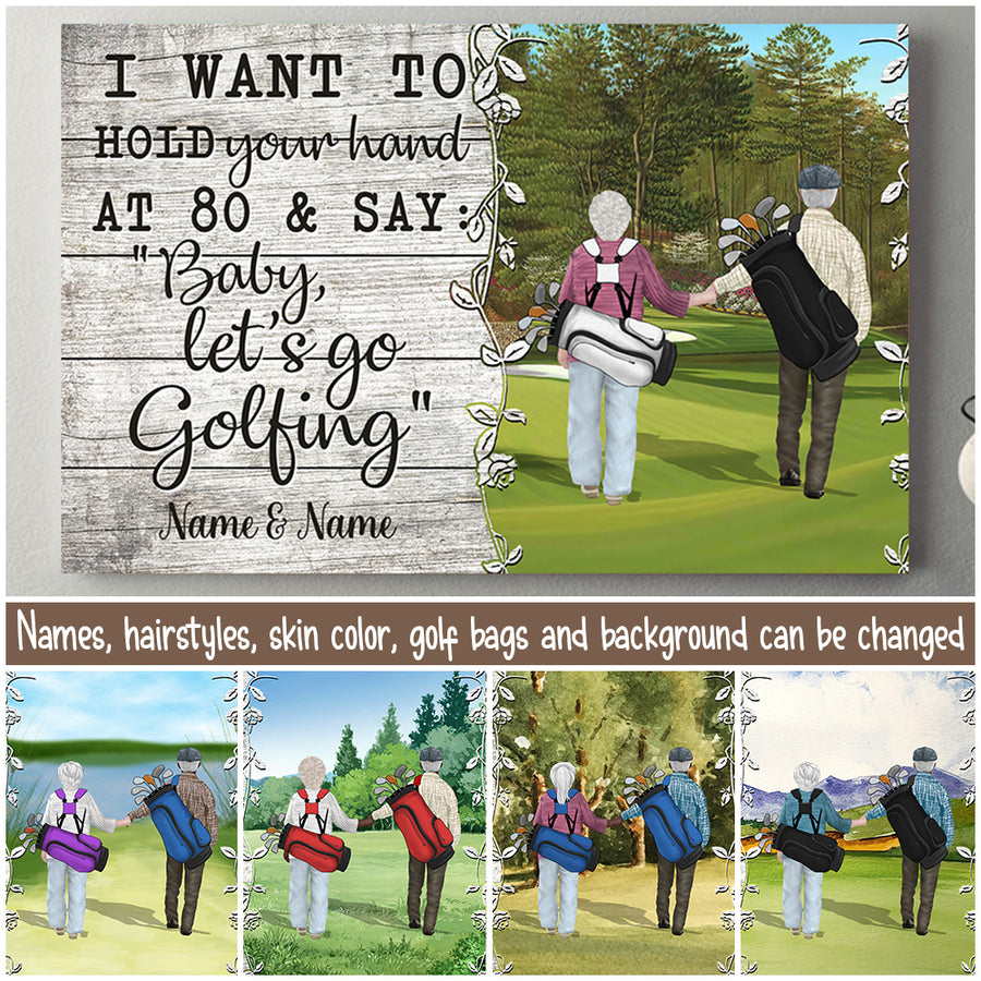 89Customized Baby Let's Go Golfing Old Couple Poster