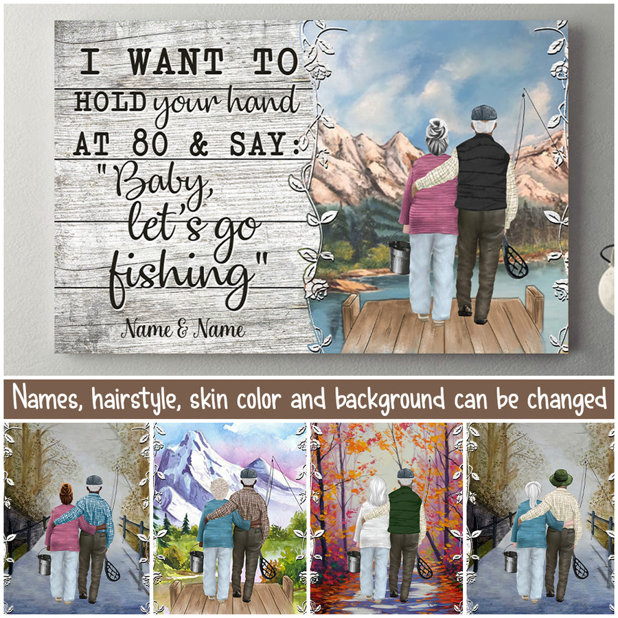 89Customized Baby Let's Go Fishing Old Couple Poster