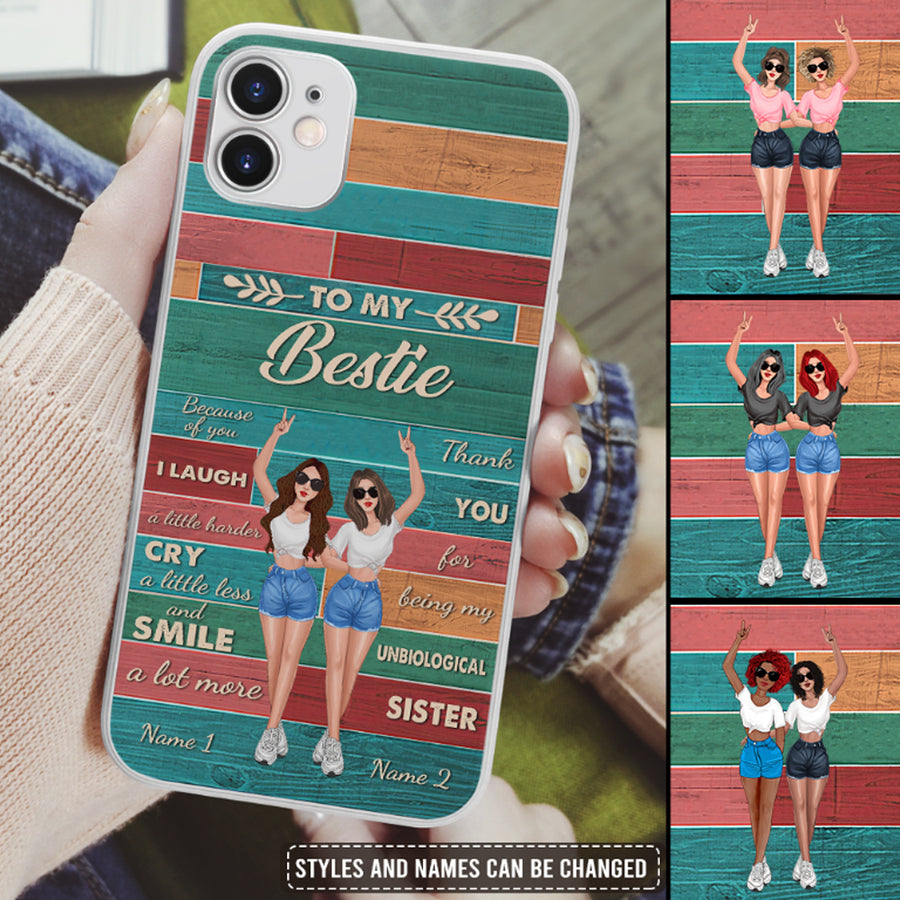 89Customized Because of you I laugh a little harder cry a little less and smile a lot more Phone Case