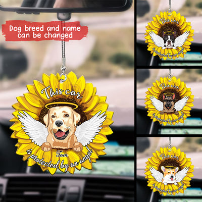 89Customized This car is protected by an angel Car Ornament