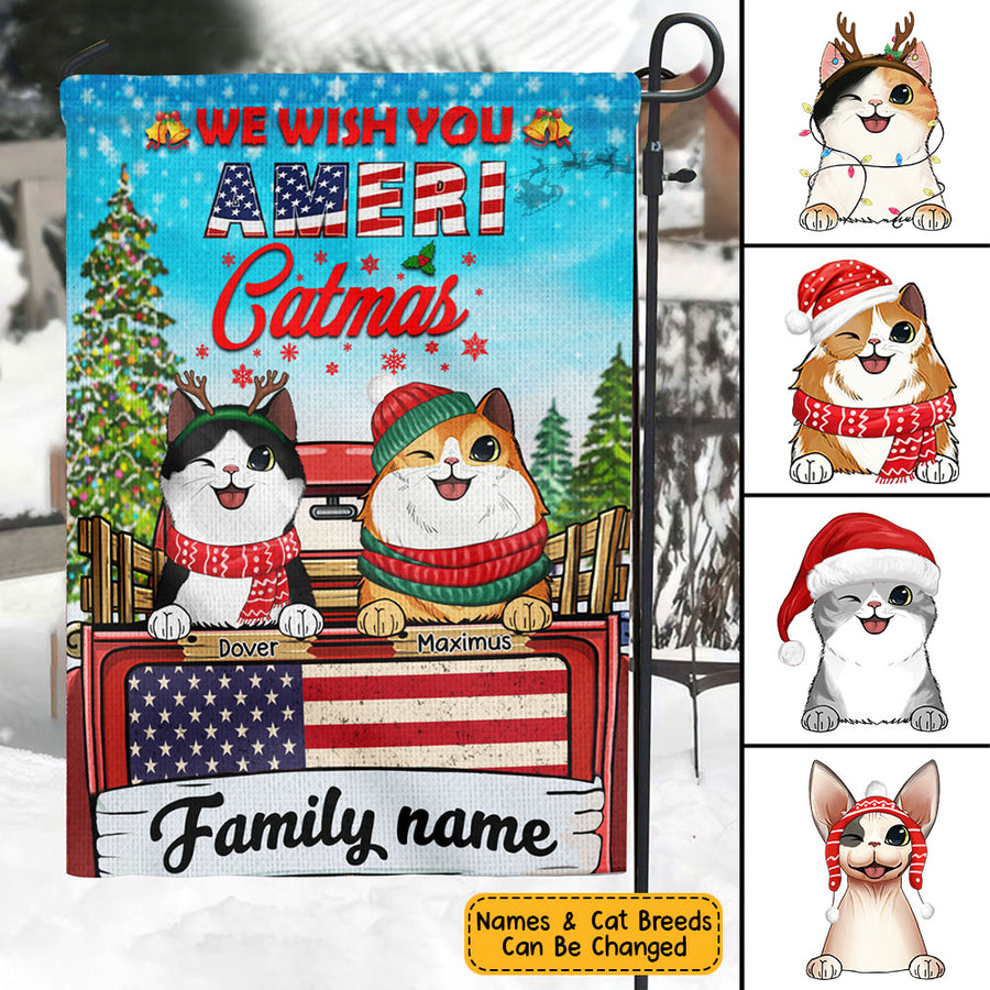 89Customized We Wish You AMERI Catmas Personalized Garden Flag