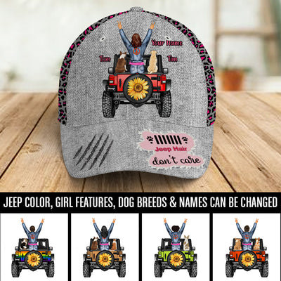 89Customized Personalized Cap Jeep Hair Don't Care Girl Dog Back