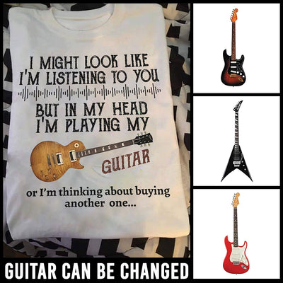 89Customized In my head i'm playing guitar personalized shirt
