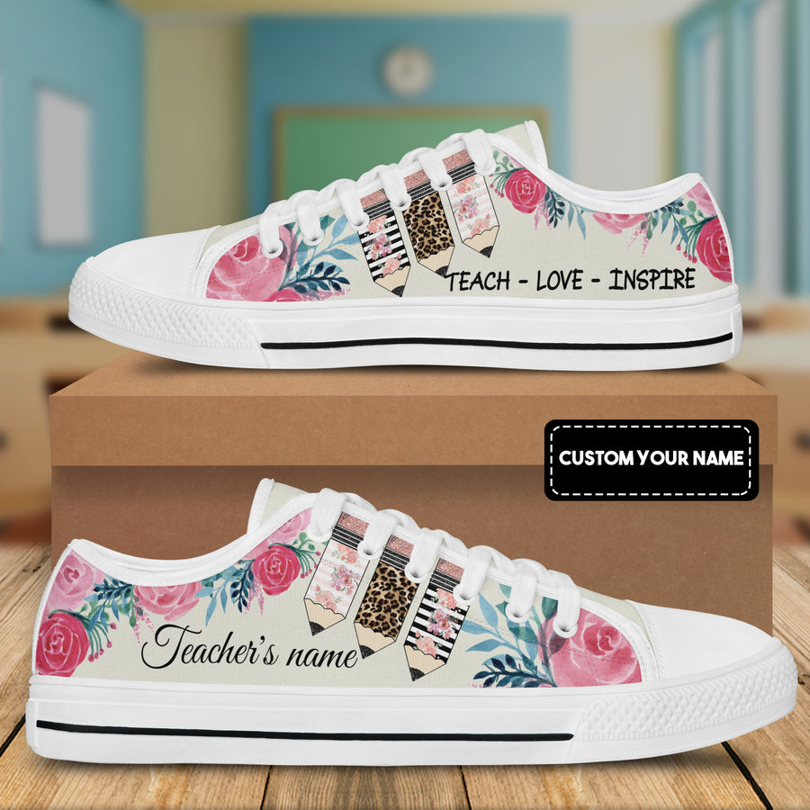 89Customized Teach love inspire Teacher Customized Low Top Shoes