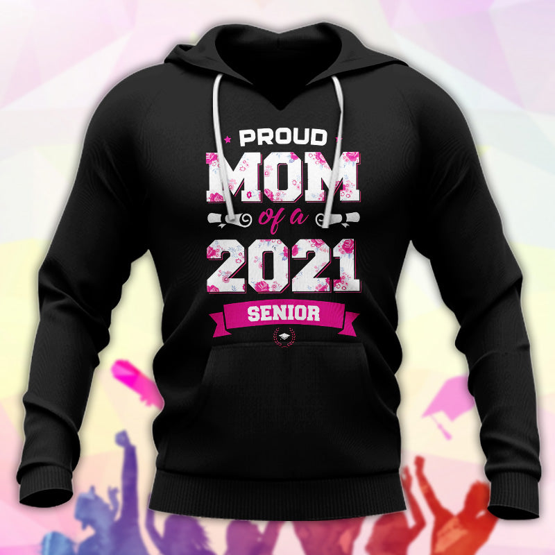 89Customized 2D Shirt Senior Proud Mom Floral
