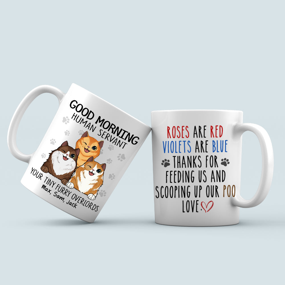 89Customized Good morning human servant cat version 2 personalized mug