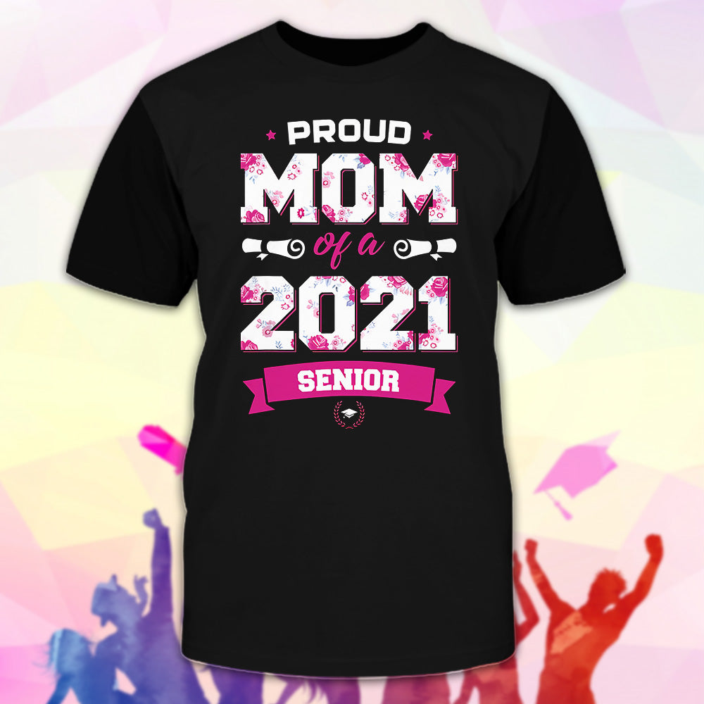 89Customized 2D Shirt Senior Proud Mom Floral