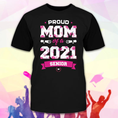 89Customized 2D Shirt Senior Proud Mom Floral