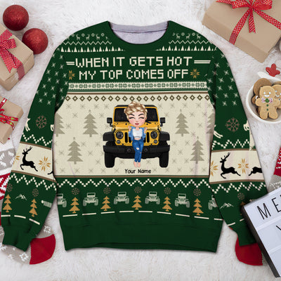 89Customized When it gets hot my top comes off chibi jeep girl ugly sweater Personalized Sweater