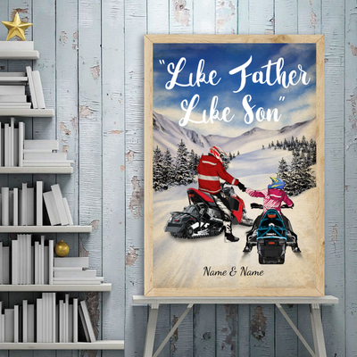 89Customized Snowmobiling Parent and Kid Personalized Poster