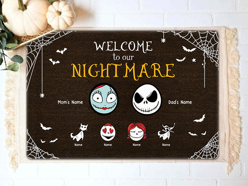 89Customized Welcome to our nightmare personalized doormat