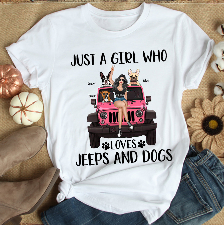 89Customized Just A Girl Who Loves Jeeps And Dogs Personalized 3 Shirt