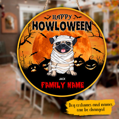89Customized Pugs Happy Howloween Lick Or Treat Personalized Wood Sign