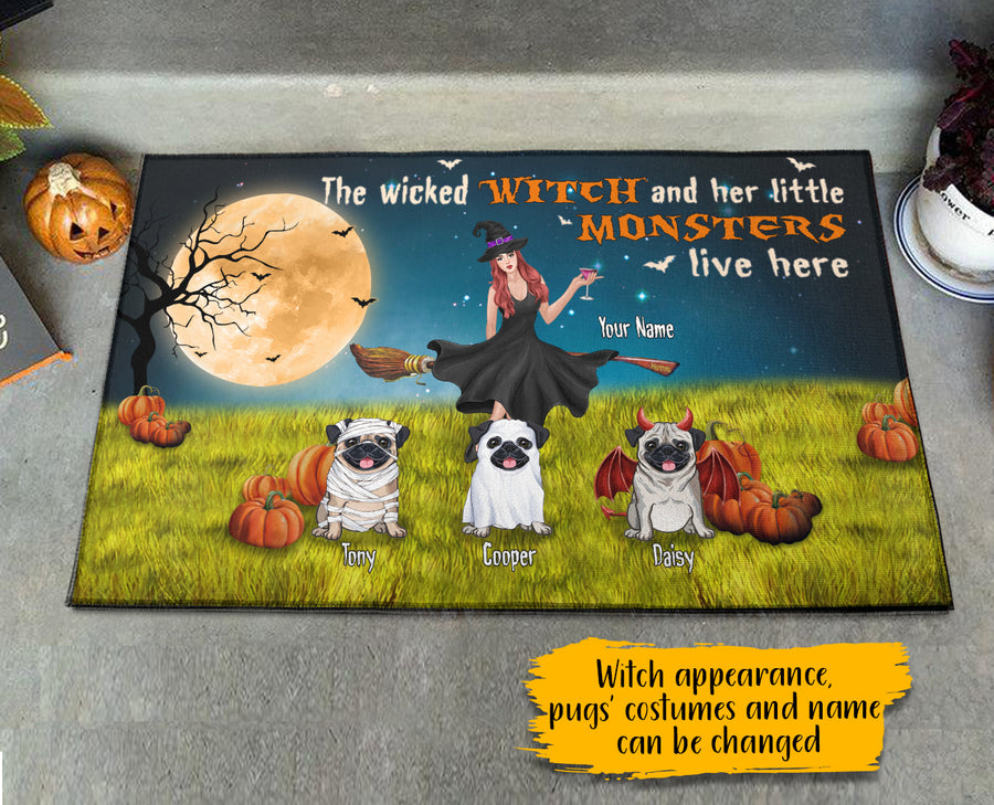 89Customized A Wicked Witch And Her Little Monsters Live Here Personalized Doormat