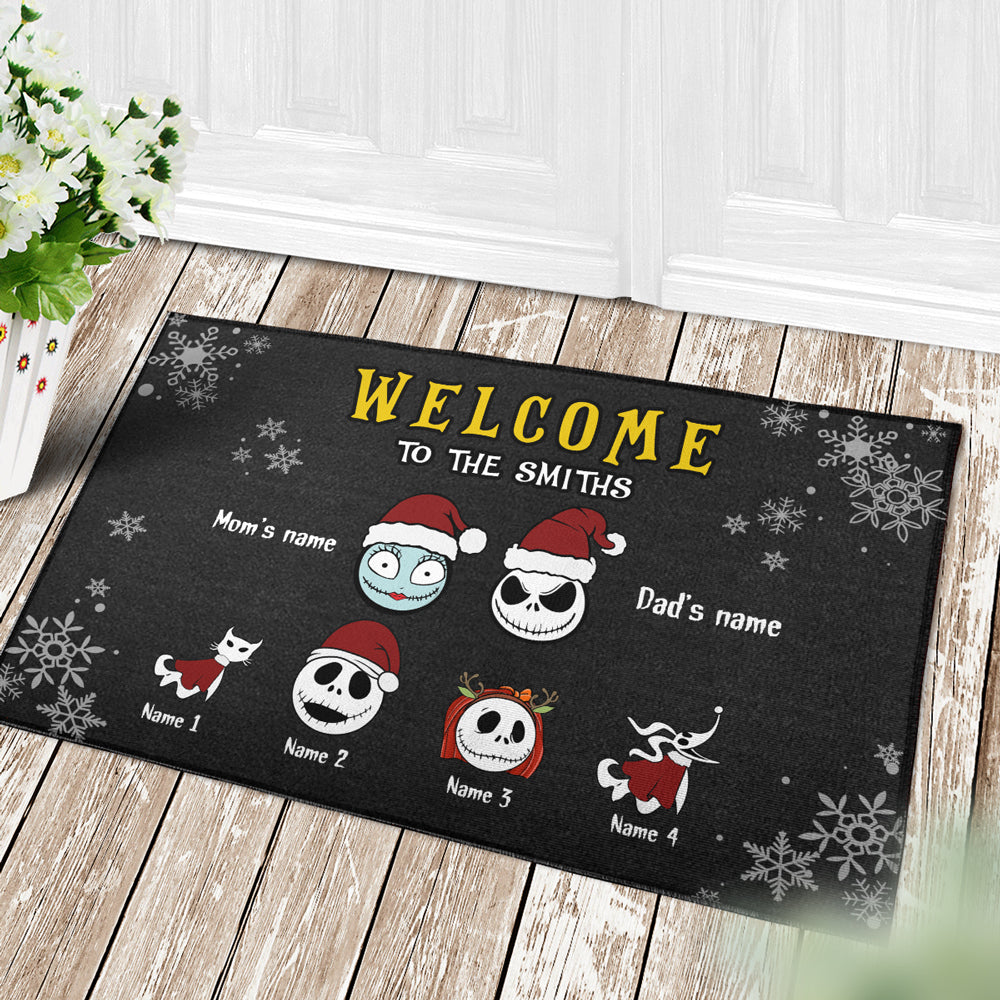 89Customized Welcome to the nightmare family jack christmas personalized doormat