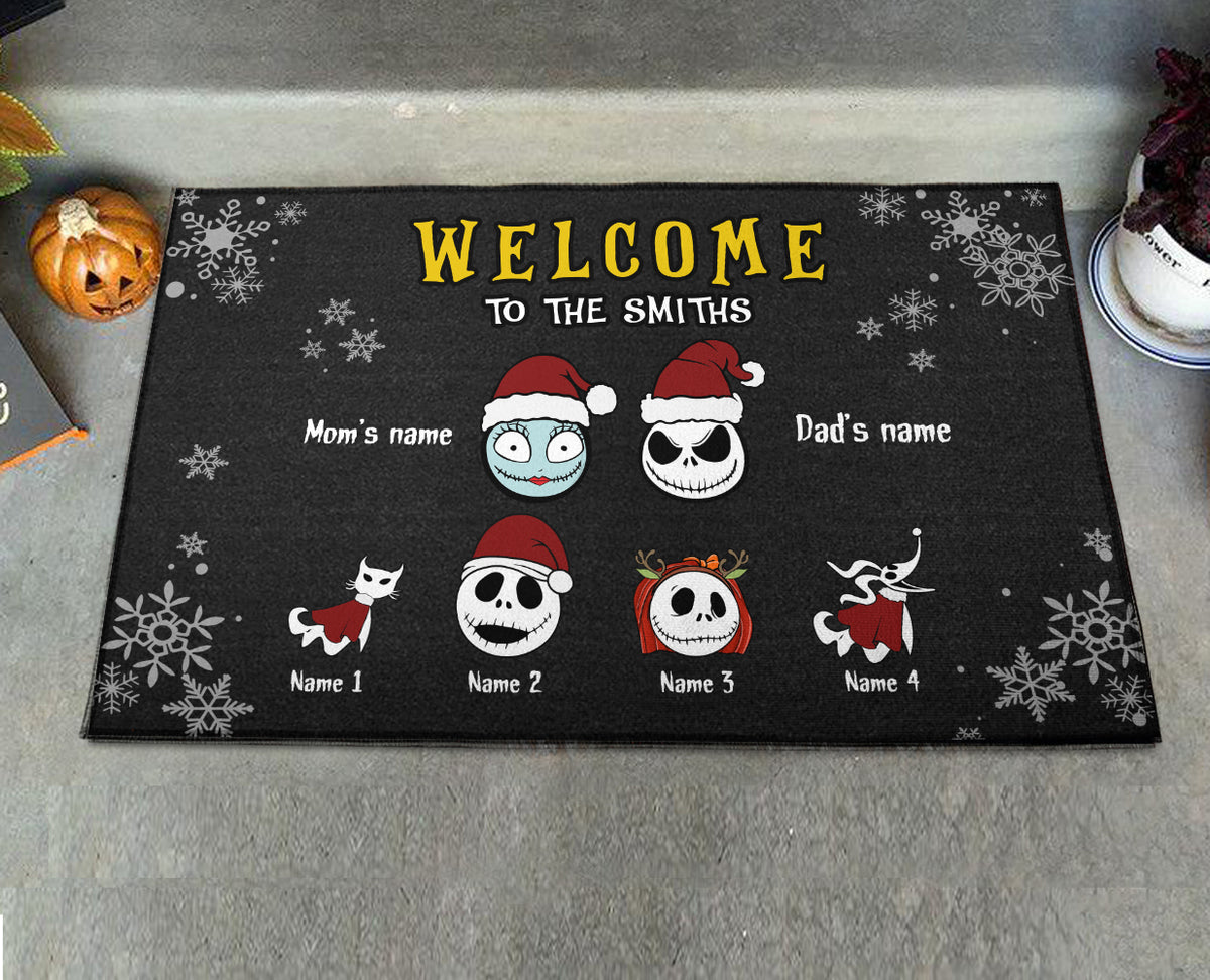 89Customized Welcome to the nightmare family jack christmas personalized doormat