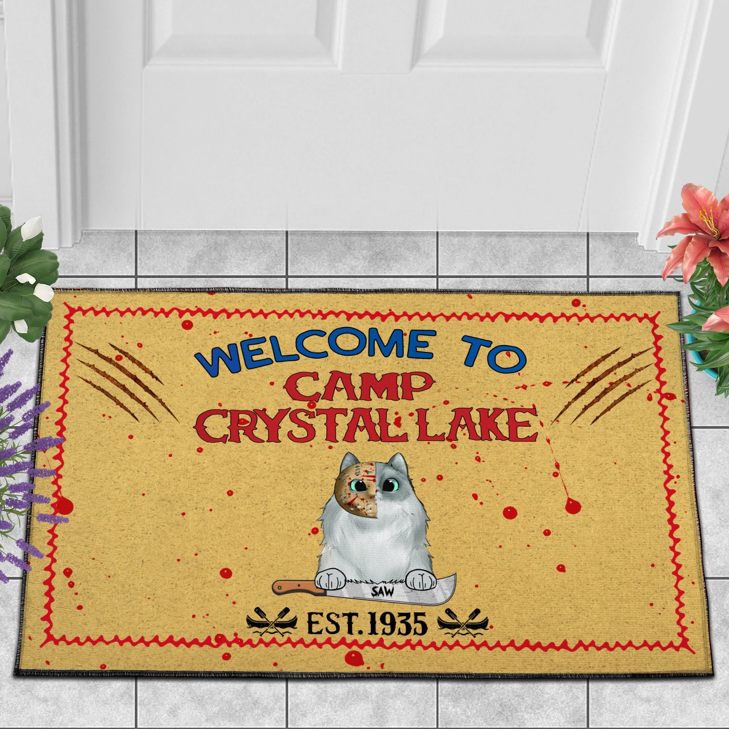 89Customized Welcome to Camp Crystal Lake Personalized Doormat