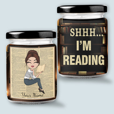 89Customized Shhh I'm Reading Book Lovers Personalized Candle