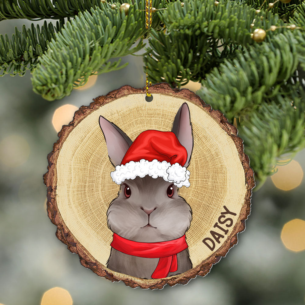 89Customized Rabbit Lovers 3D Wood Slice Personalized Ornament