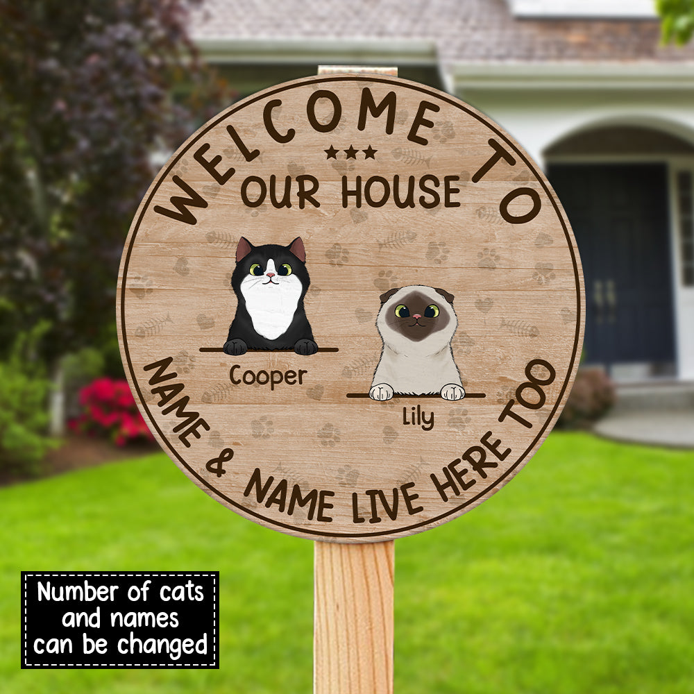 89Customized To Our House Cat Personalized Wood Sign