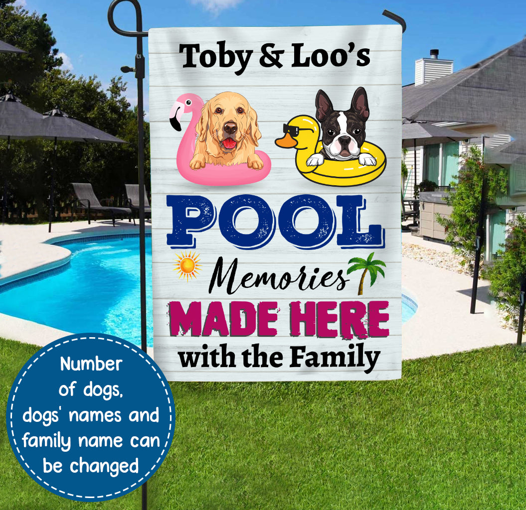 89Customized Dogs Pool Memories Made Here Funny Personalized 2 Sided Flag