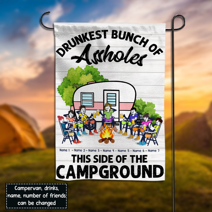 89Customized Bunch of Drunkest this side of the campground Customized Flag