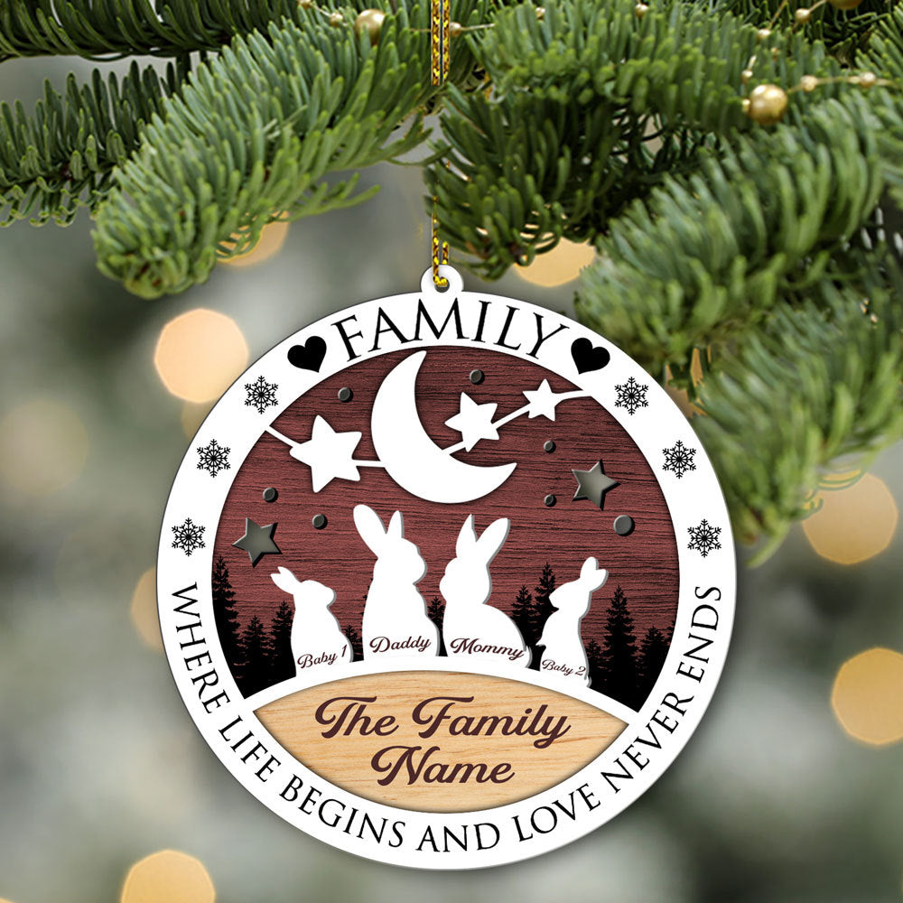 89Customized Family Where Life Begins And Love Never Ends Personalized Ornament