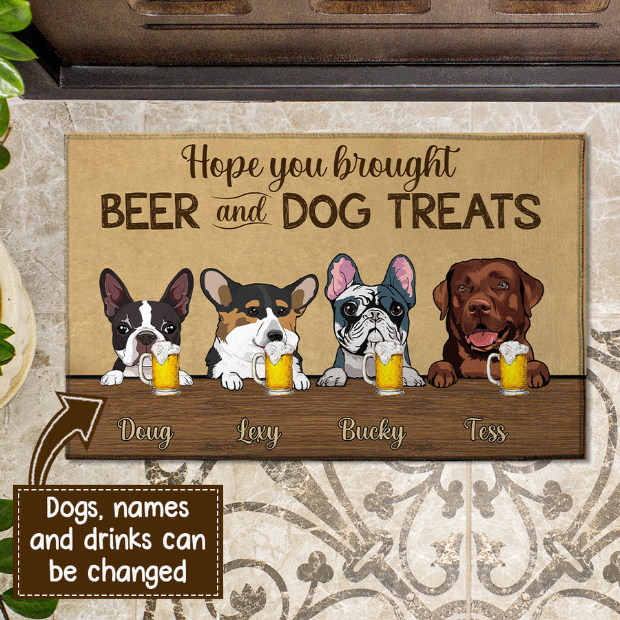 89Customized hope you brought drink and dog treats personalized doormat