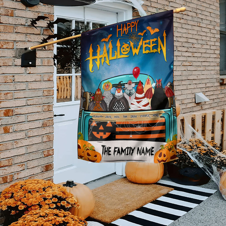 89Customized Happy Halloween chickens version personalized flag
